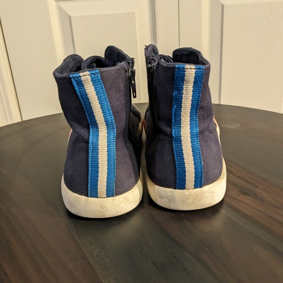 Mini Boden Canvas Suede High Top Sneakers Blue Neon Details Euro 37 US 5 - Picture 7 of 15